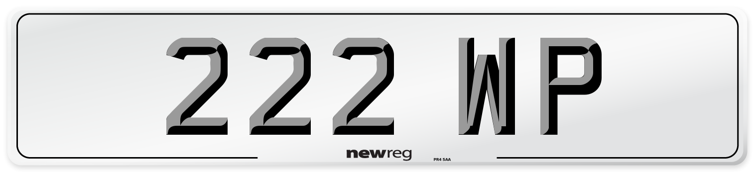 222 WP Number Plate from New Reg